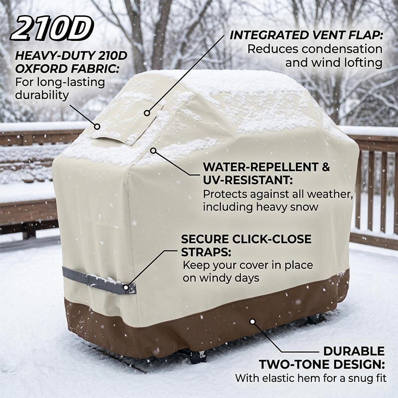 Outdoor Furniture Fabric Waterproof - 210D BBQ Beige Barbecue Grill Outdoor