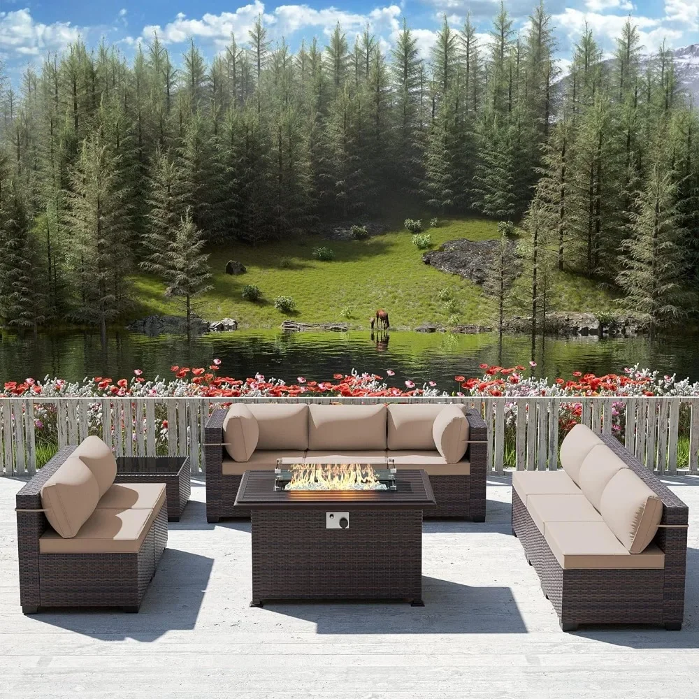 Outdoor Furniture Fire Pit - -Patio Furniture Set With Propane Fire