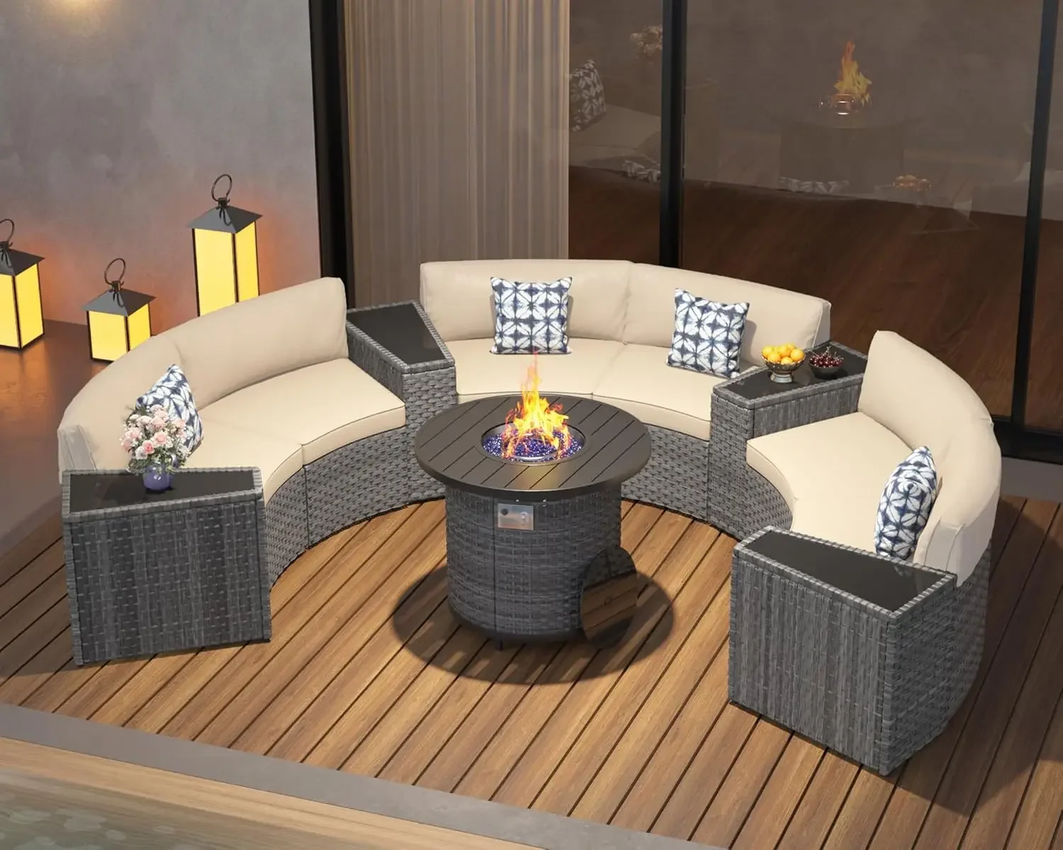 Outdoor Furniture Fire Pit - l Patio Furniture Set with 32