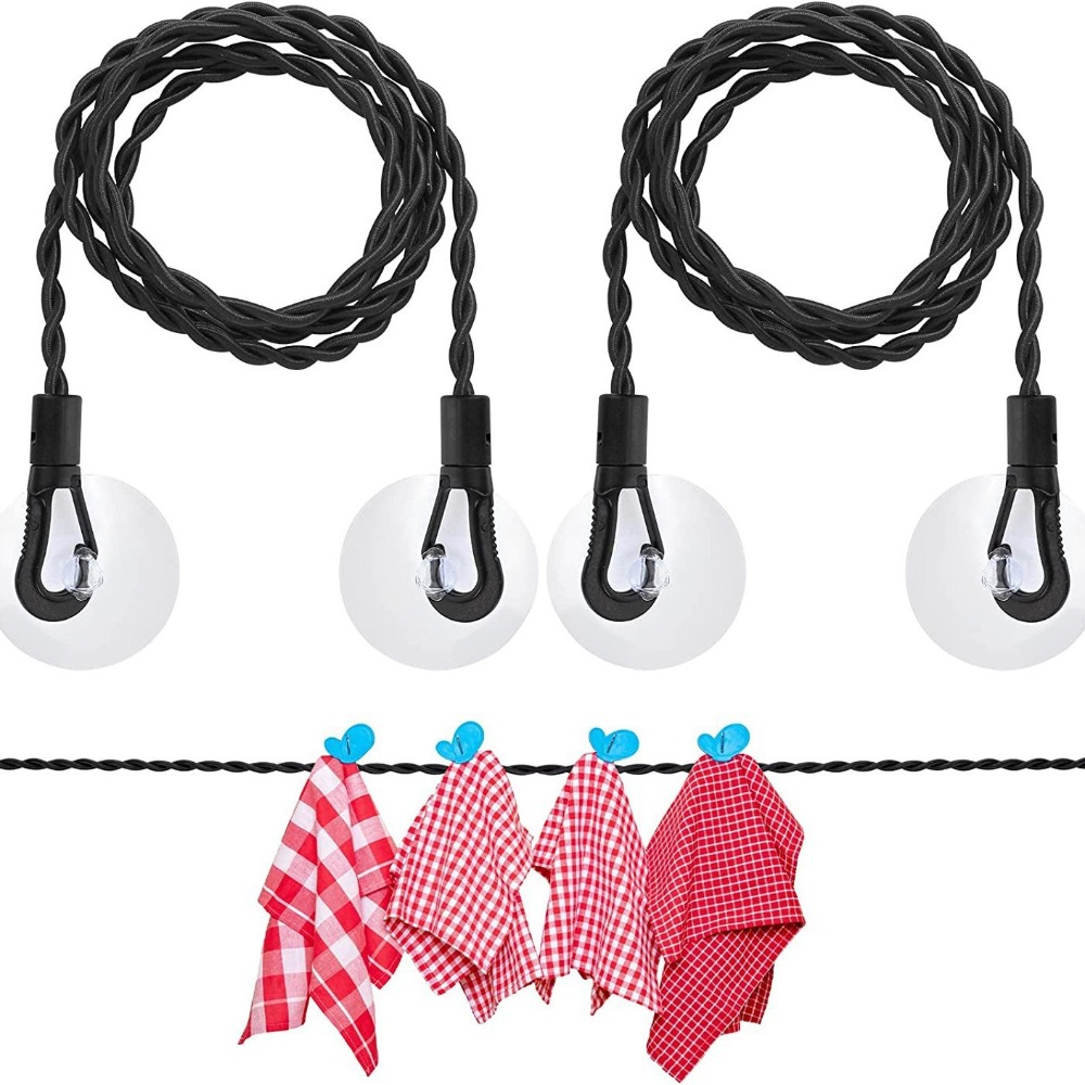 Outdoor Furniture Rope - Retractable Clothesline Suction Cup Hook Design