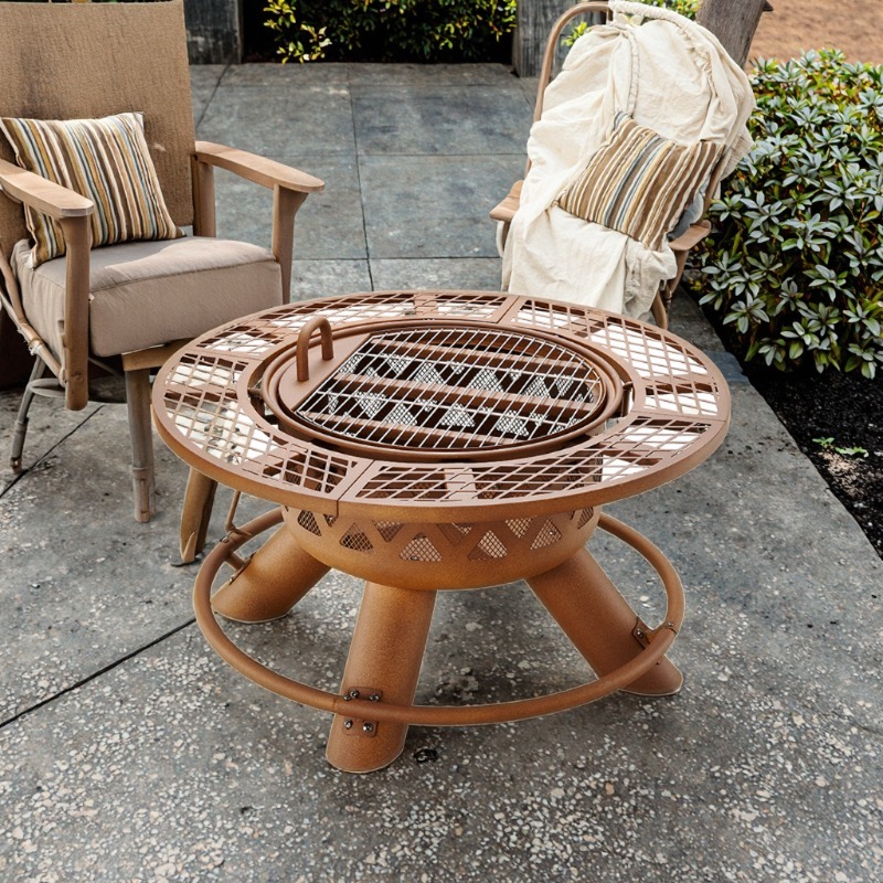Outdoor Furniture Fire Pit - 2026 Modern Outdoor Steel Charcoal Dual-Use