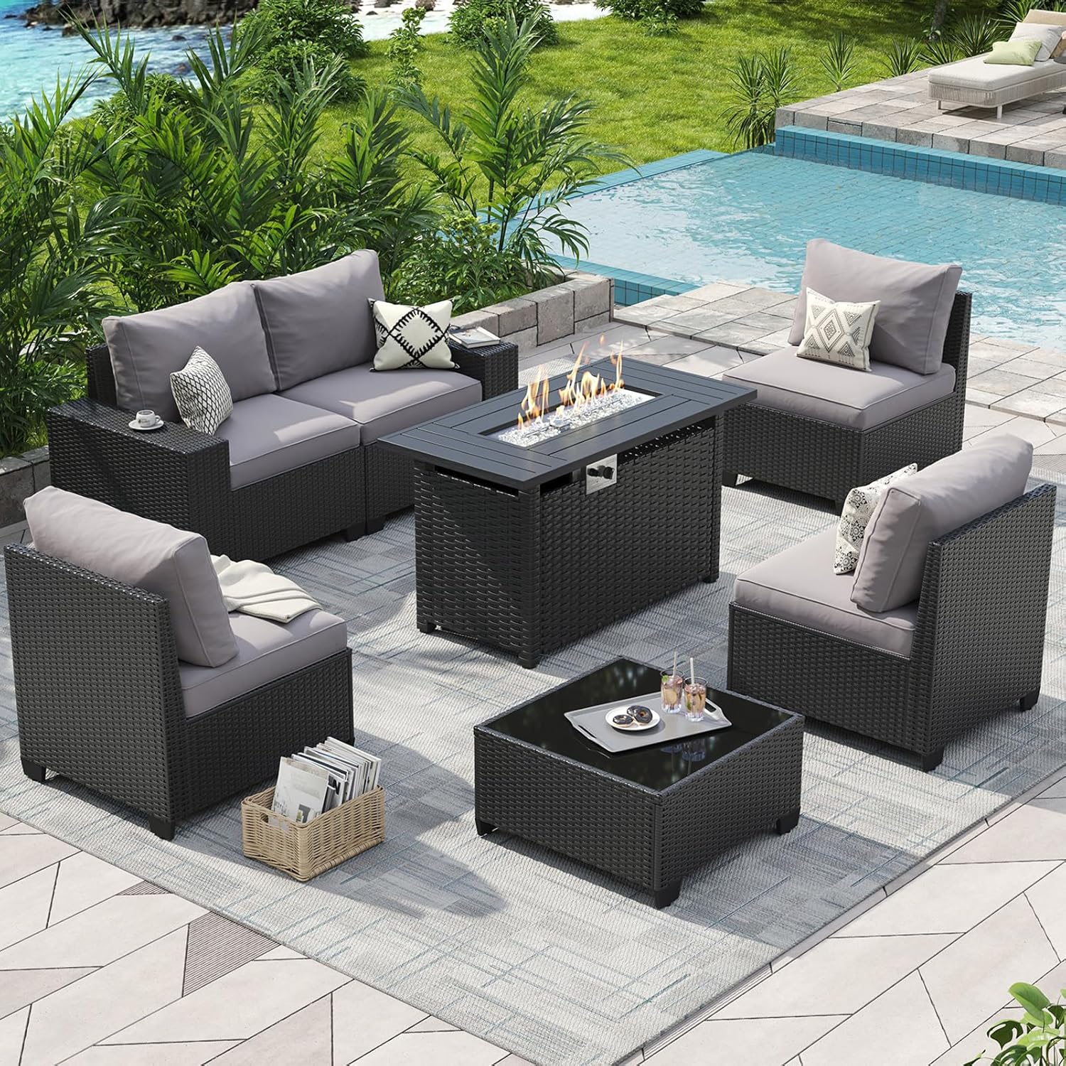 Outdoor Furniture Fire Pit - Outdoor Patio Furniture Set with 44''