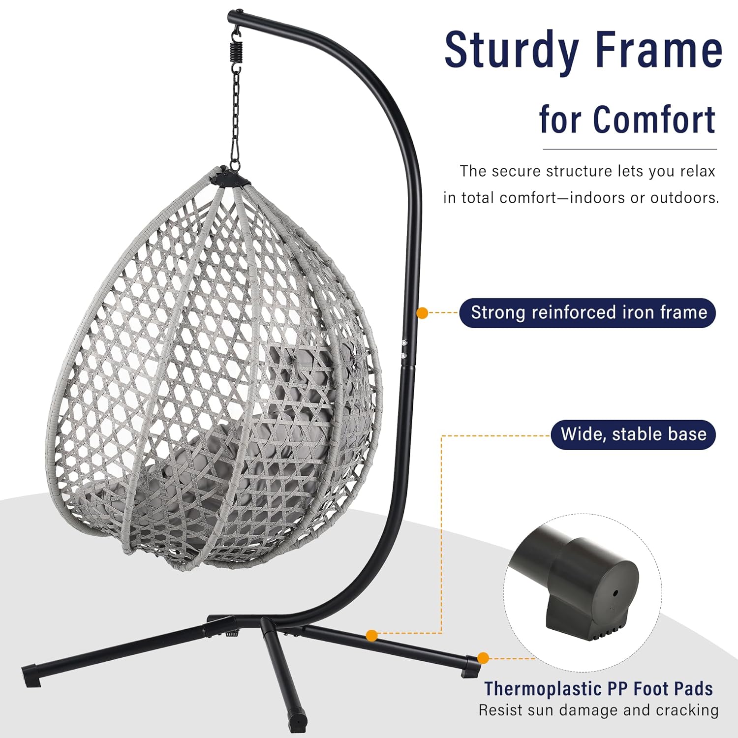 Foldable HDPE Rattan Hanging E - đánh giá và giá Hanging Egg Chair