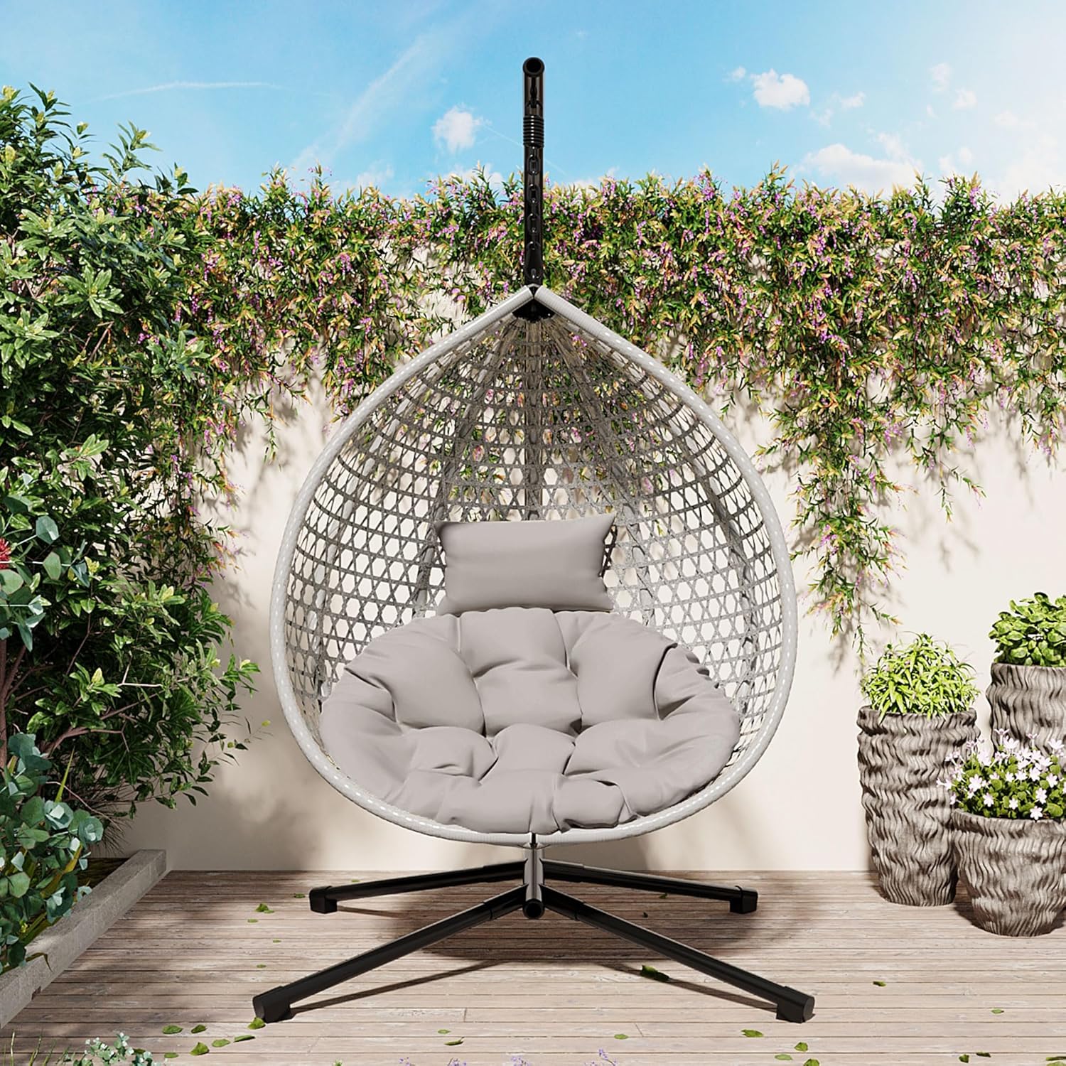 Foldable HDPE Rattan Hanging E - đánh giá và giá Hanging Egg Chair