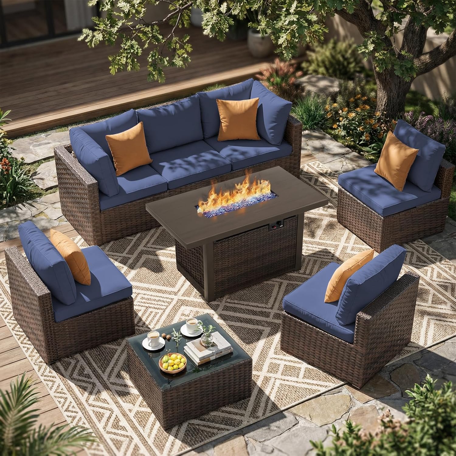 8 Pieces Patio Furniture Sets  - đánh giá và giá Outdoor Furniture Fire Pit
