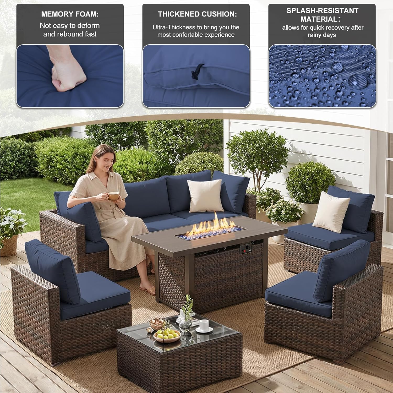 8 Pieces Patio Furniture Sets  - đánh giá và giá Outdoor Furniture Fire Pit