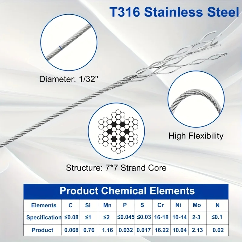 50m/196ft Stainless Steel Wire - đánh giá và giá Outdoor Furniture Rope