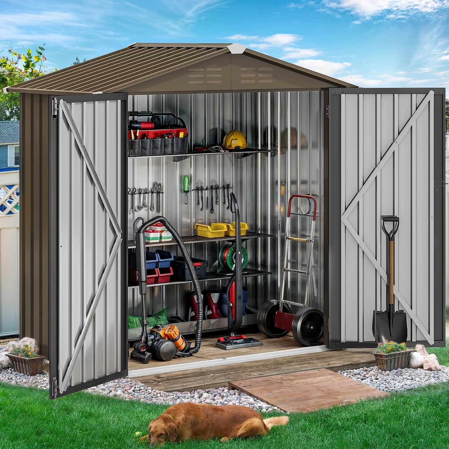 6x4ft Metal Outdoor Storage Sh - đánh giá và giá Outdoor Furniture Waterproof
