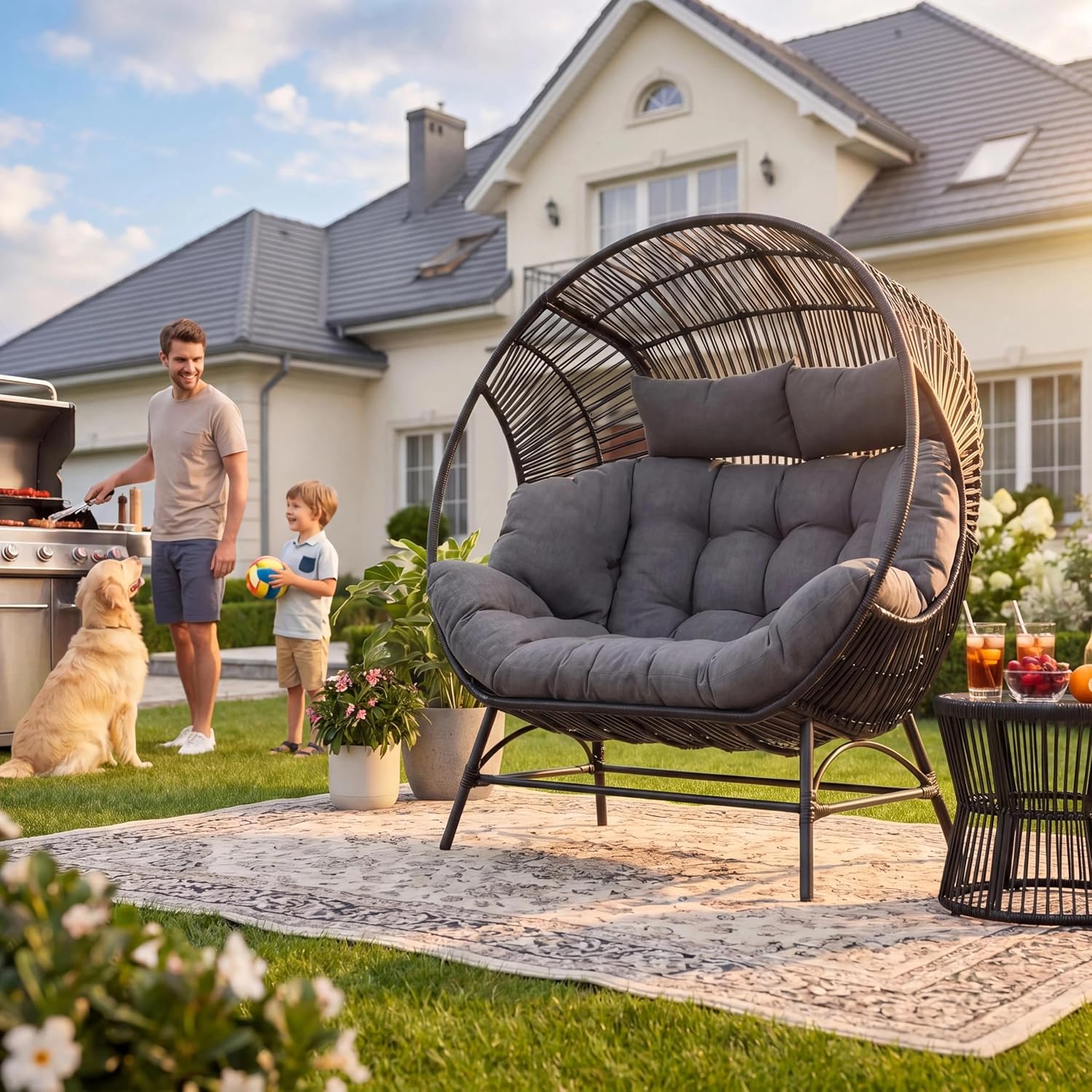 Outdoor Round Egg Chair with A - đánh giá và giá Hanging Egg Chair