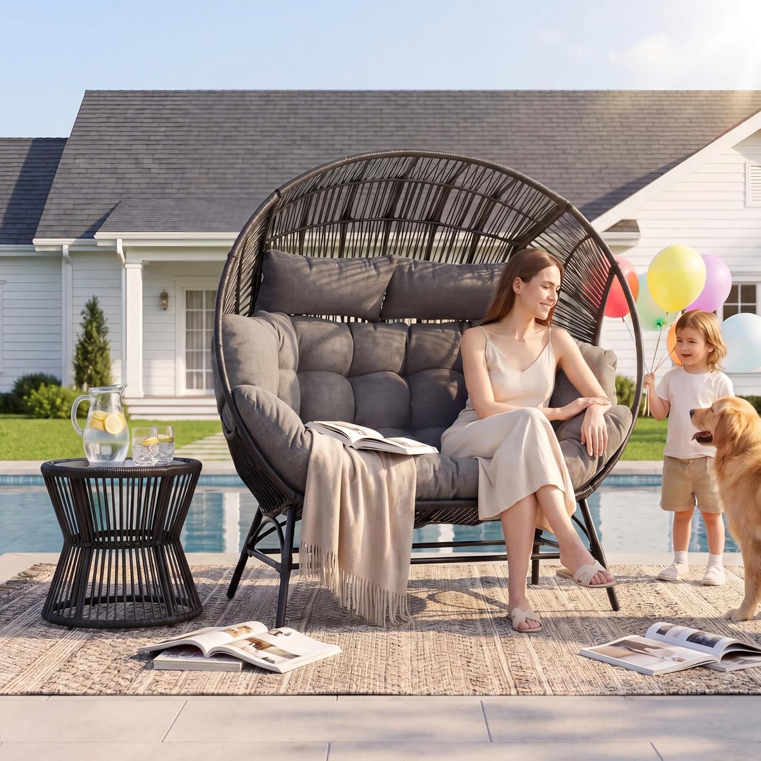 Outdoor Round Egg Chair with A - đánh giá và giá Hanging Egg Chair