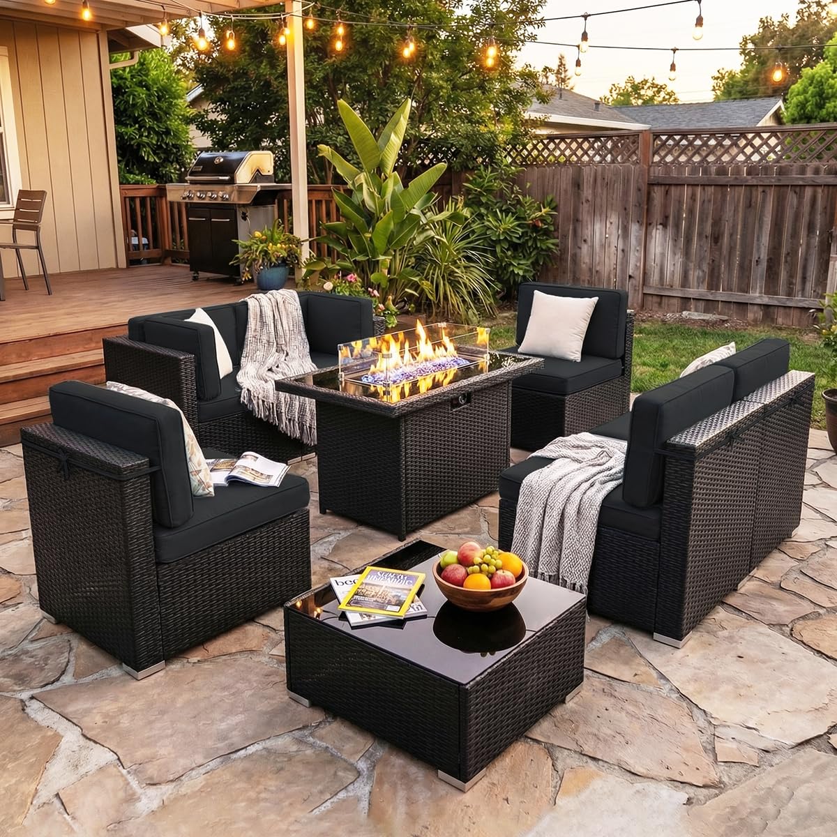 8 Pieces Patio Furniture Set w - đánh giá và giá Outdoor Furniture Fire Pit