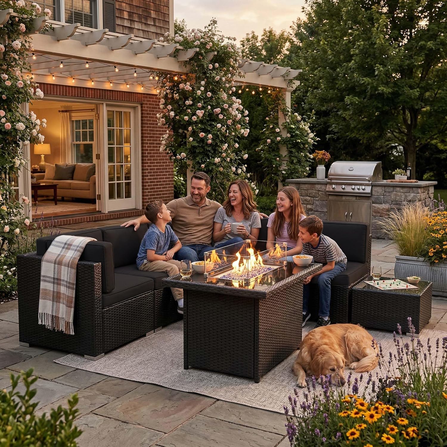 8 Pieces Patio Furniture Set w - đánh giá và giá Outdoor Furniture Fire Pit