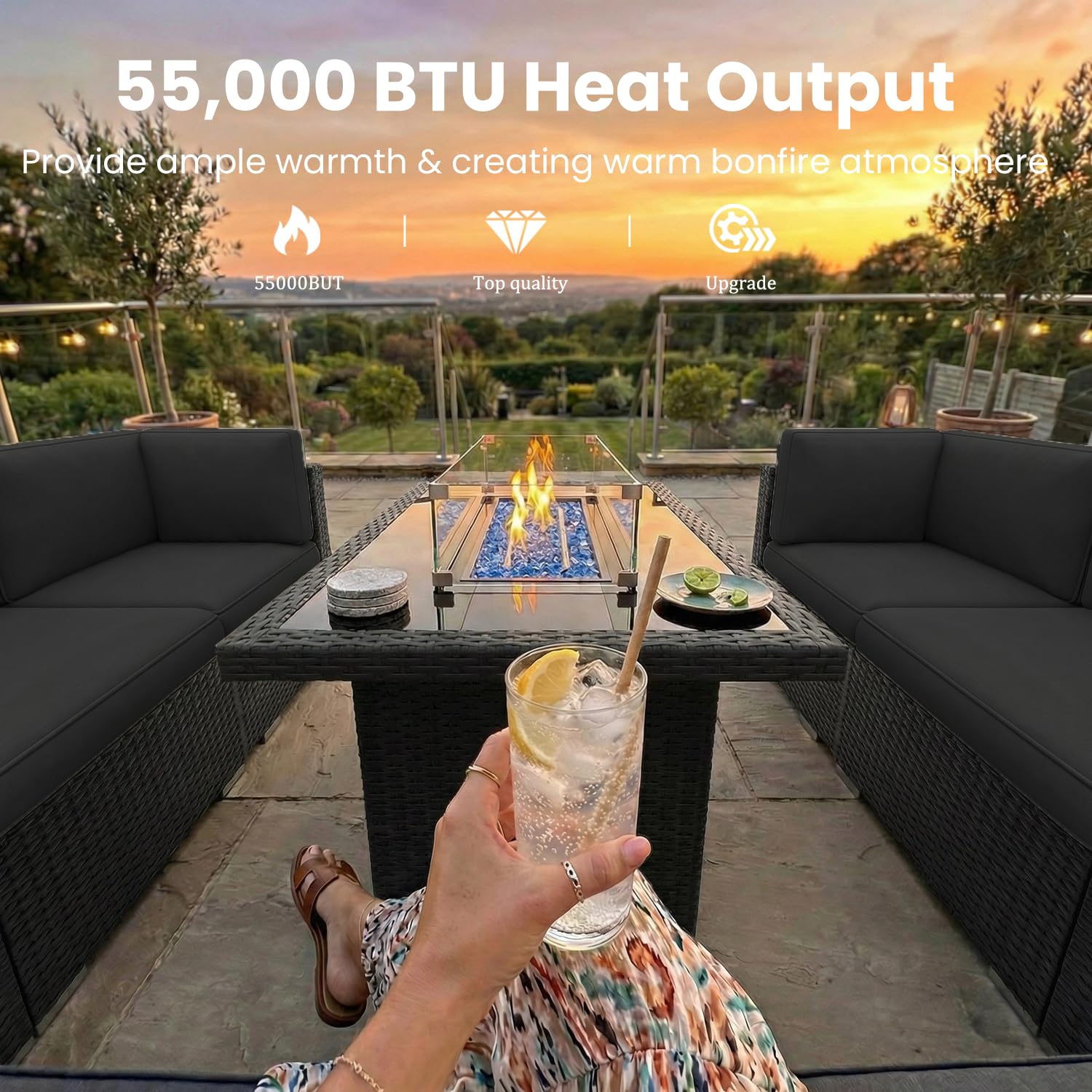 8 Pieces Patio Furniture Set w - đánh giá và giá Outdoor Furniture Fire Pit