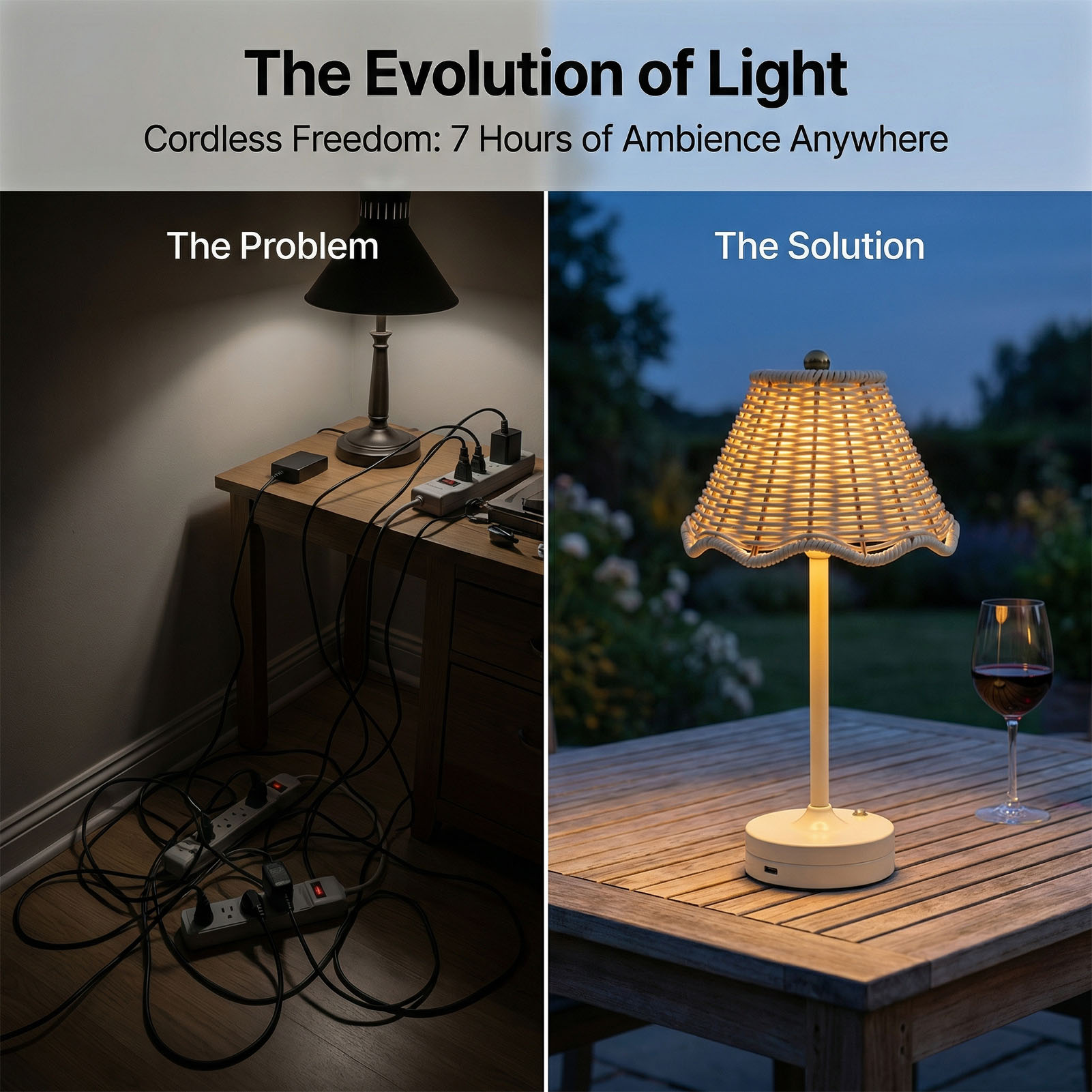 LED Vintage Rattan Table Lamp  - đánh giá và giá Outdoor Furniture Sale