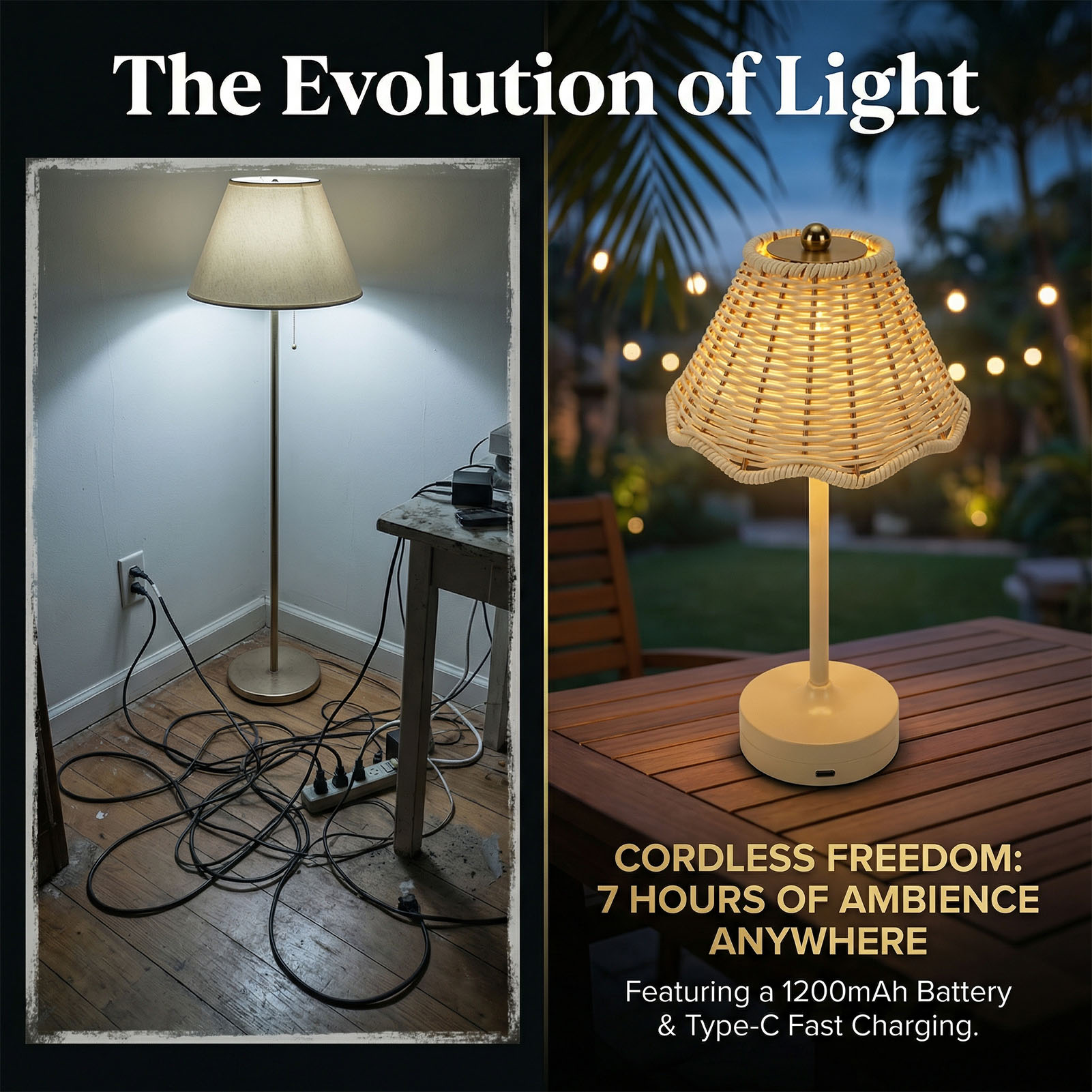 LED Vintage Rattan Table Lamp  - đánh giá và giá Outdoor Furniture Sale