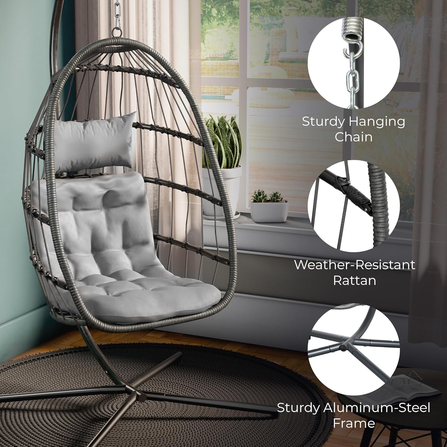 Hanging Egg Chair with Stand,3 - đánh giá và giá Hanging Egg Chair