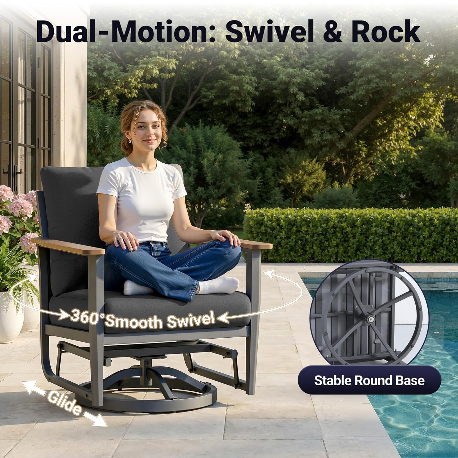 5pc Aluminum Patio Set Swivel  - đánh giá và giá Outdoor Furniture Fire Pit