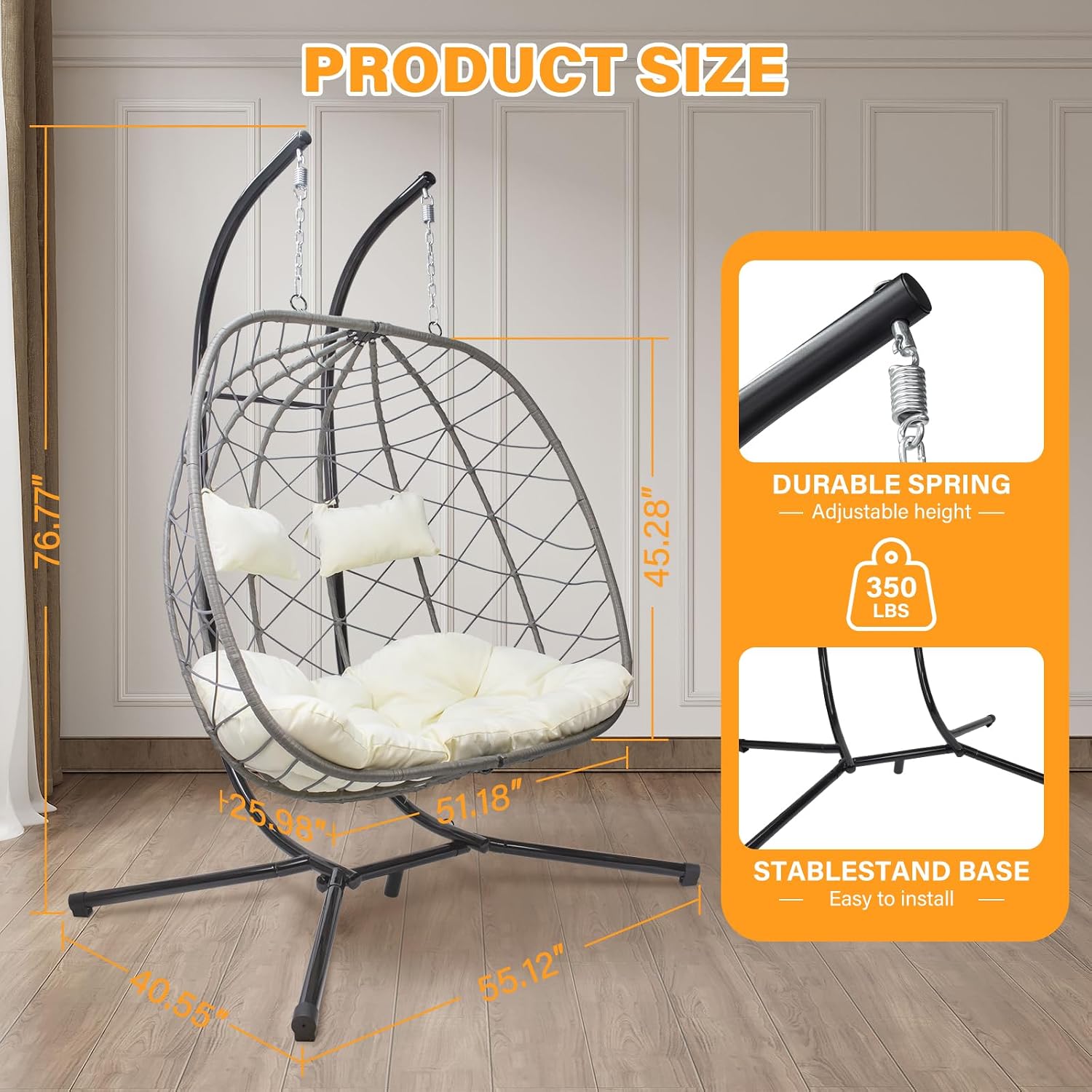 Egg Swing Chair with Stand, Ou - đánh giá và giá Hanging Egg Chair