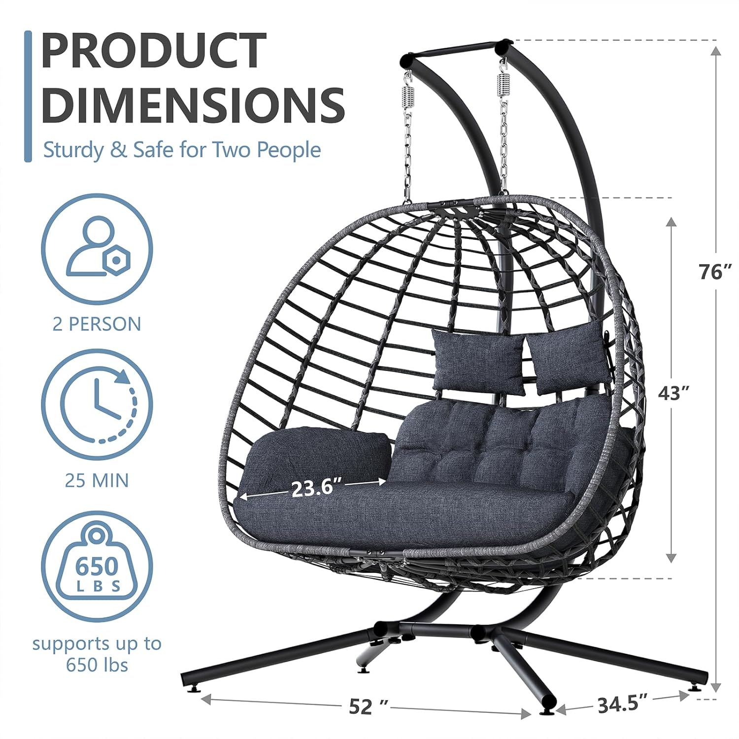 2 Person Egg Swing Chair with  - đánh giá và giá Hanging Egg Chair
