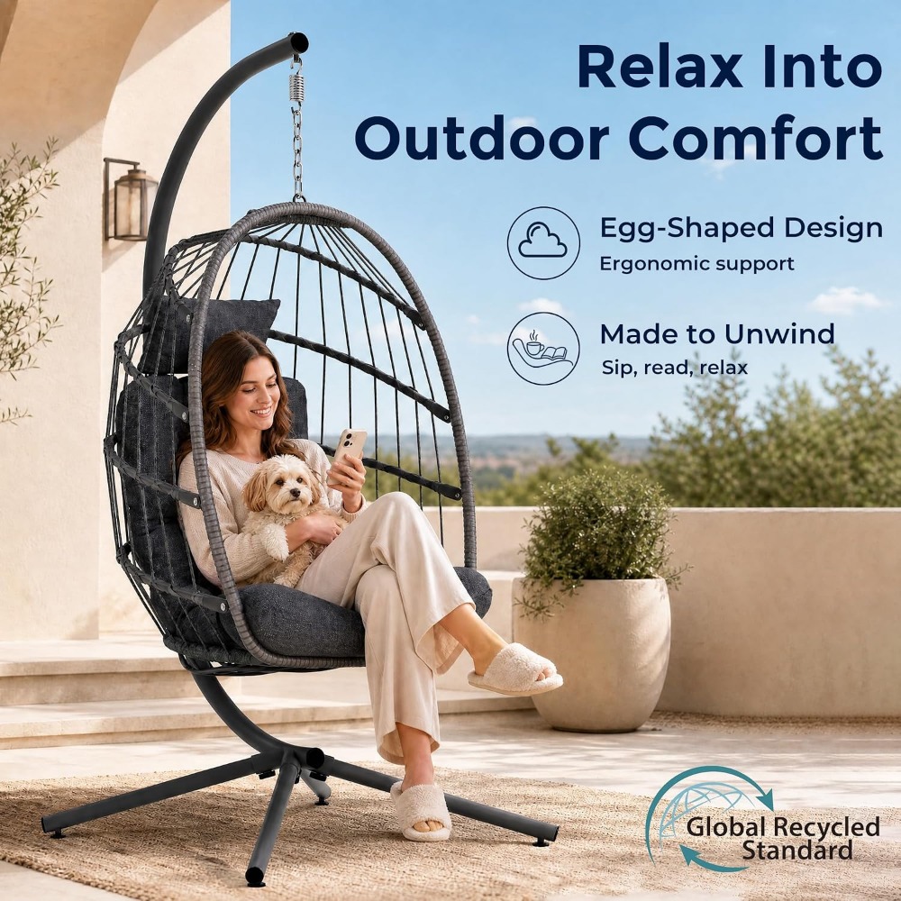 Outdoor Egg Chair with Stand,  - đánh giá và giá Hanging Egg Chair