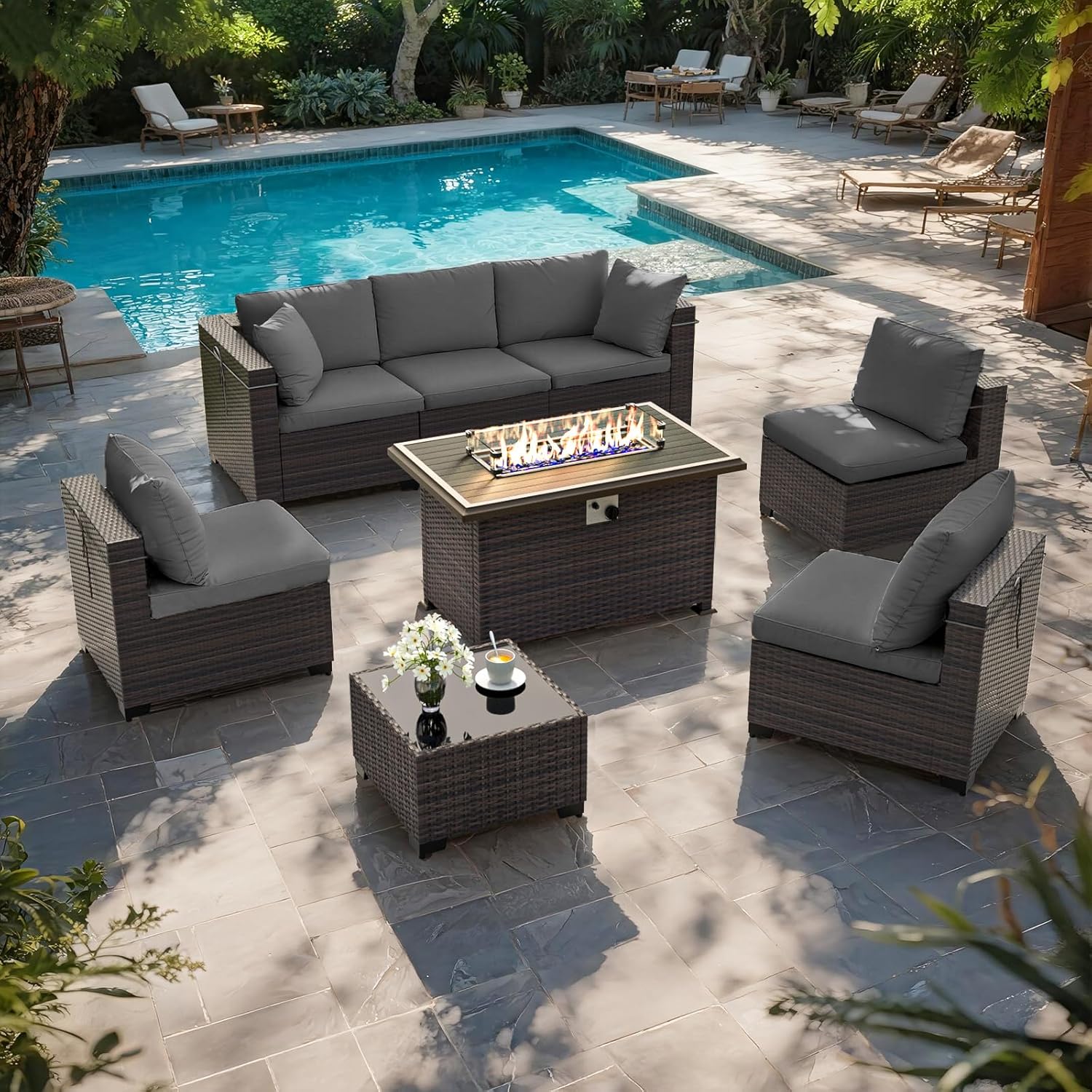 Patio Furniture Set with Fire  - đánh giá và giá Outdoor Furniture Fire Pit